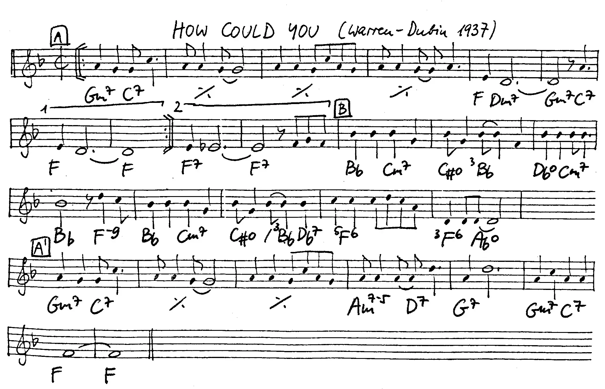 how could you free jazz leadsheet - Courtesy of the Jungle Jazz Band